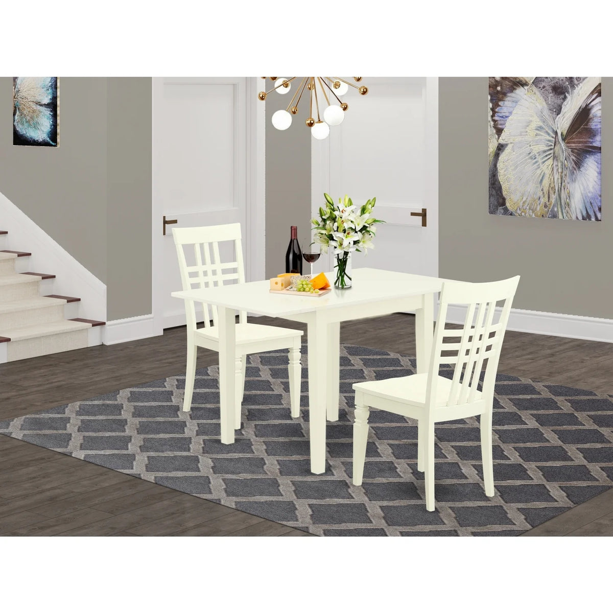 3 Pc Dining Table Set with Hard Wood Seat and Panel Back G201131