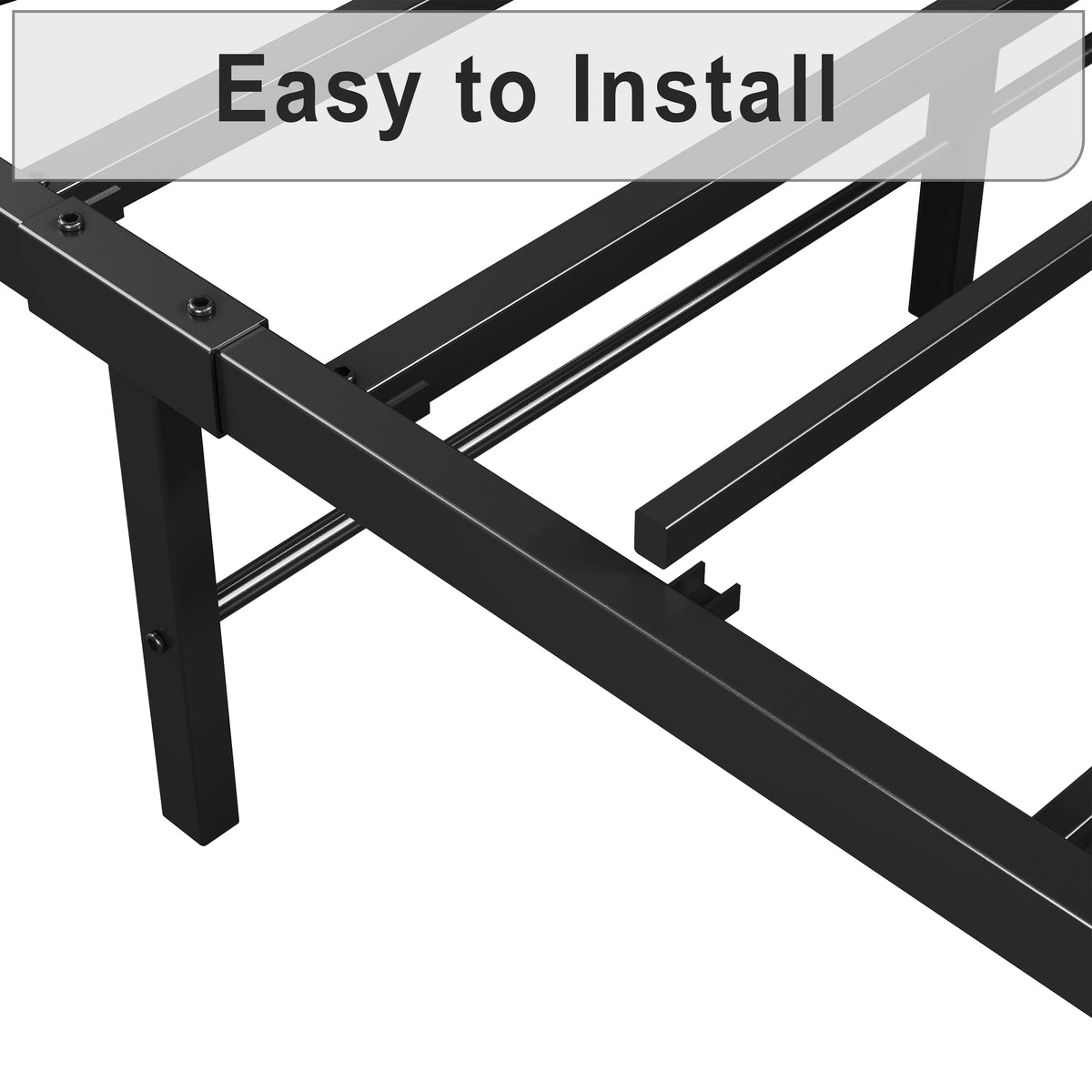 King Metal Bed Frame with Black Storage Headboard D226615