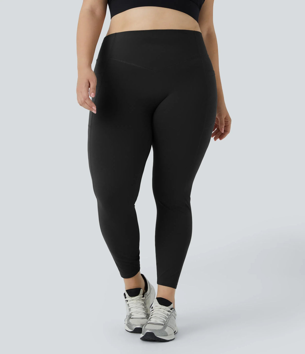 High Waisted Tummy Control Shaping Leggings Plus Size V49301