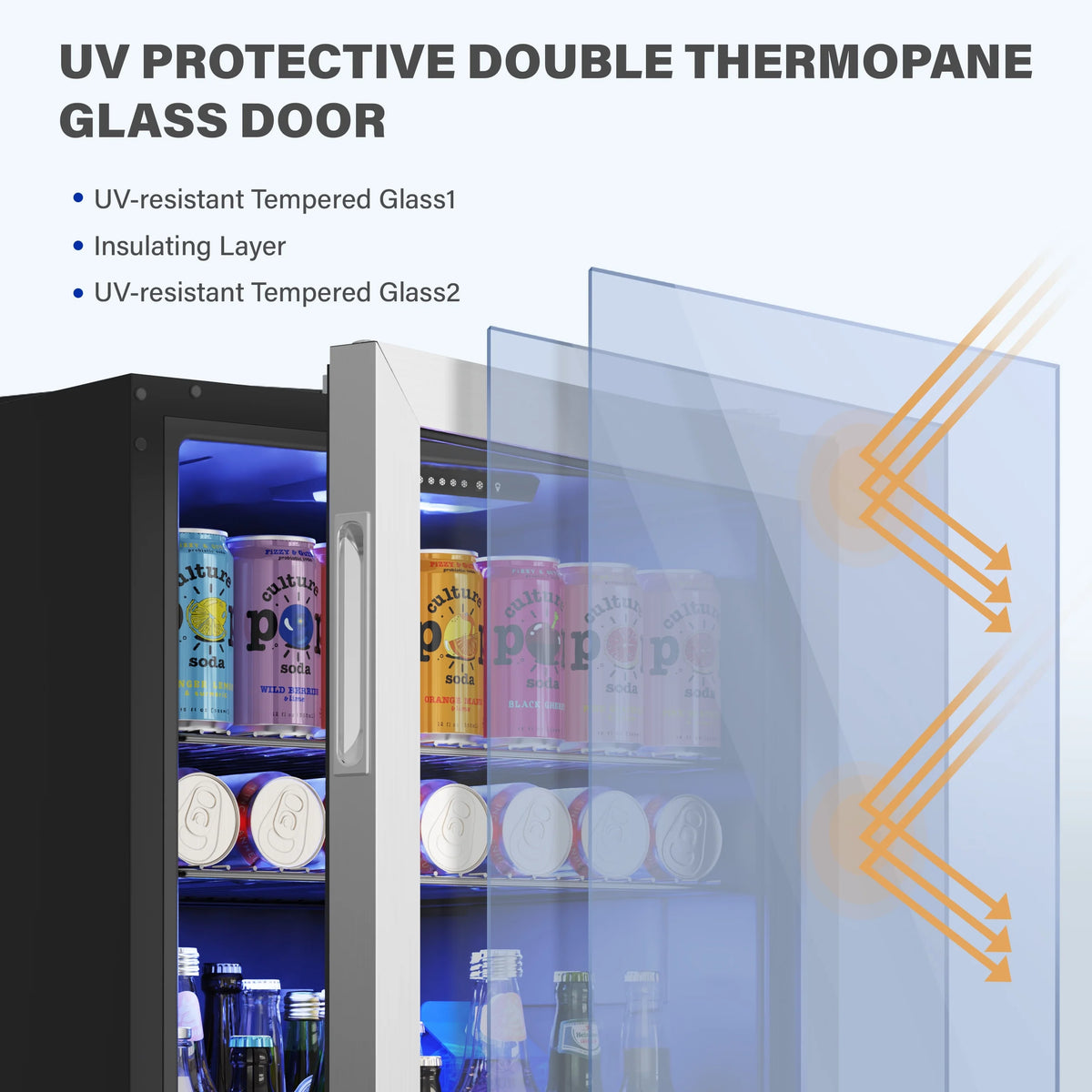141-180 Can Freestanding Mini Beverage Refrigerator with Glass Door J2382
