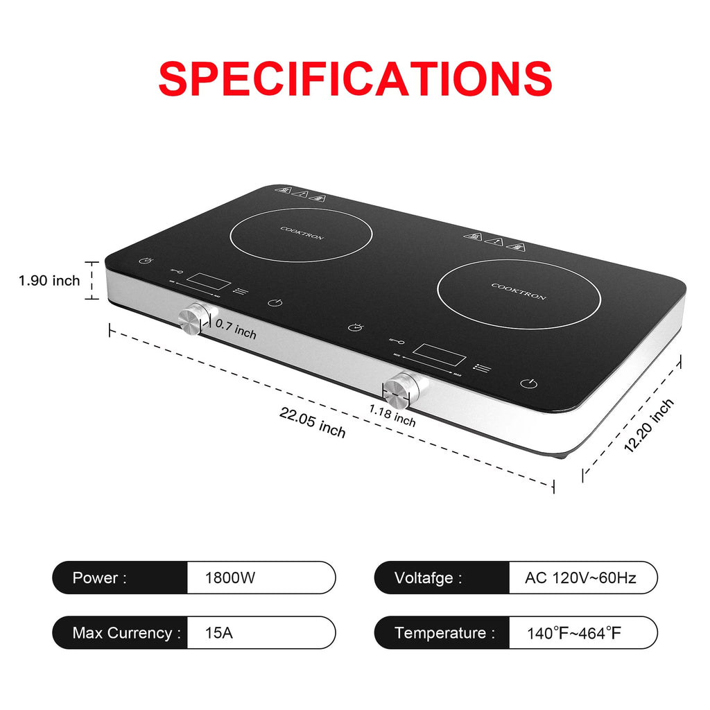1800W Double Burner Electric Induction Cooktop J61576
