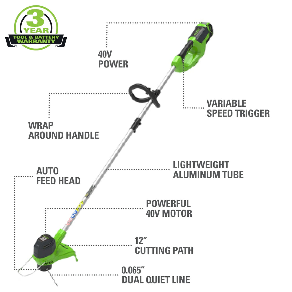 40V 12 String Trimmer with Battery & Charger G8318