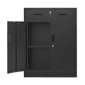 Black Metal Storage Cabinet with Adjustable Shelf and 2 Drawers G738