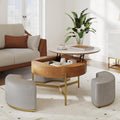 32" Round Marbling Pattern Slate Lift Top Coffee Table Set with Storage N62242