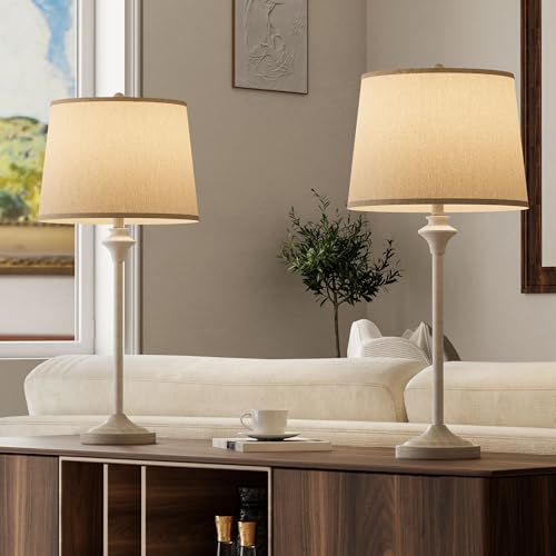Black Table Lamps Set of 2 with Fabric Shade N6254