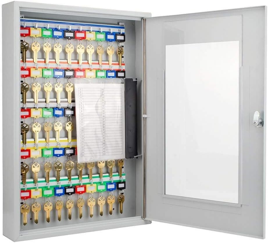 Key Lock 50 Position Key Cabinet with Glass Door Grey F826