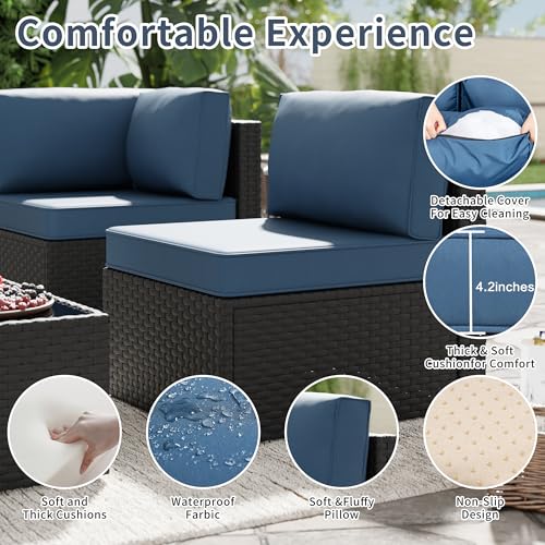 5 Pc All-Weather Rattan Patio Furniture Set with Tea Table S467684