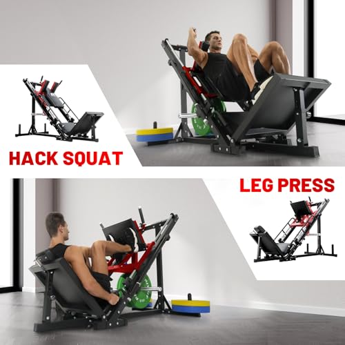 Adjustable Leg Press Hack Squat Machine with Weight Storage J46303