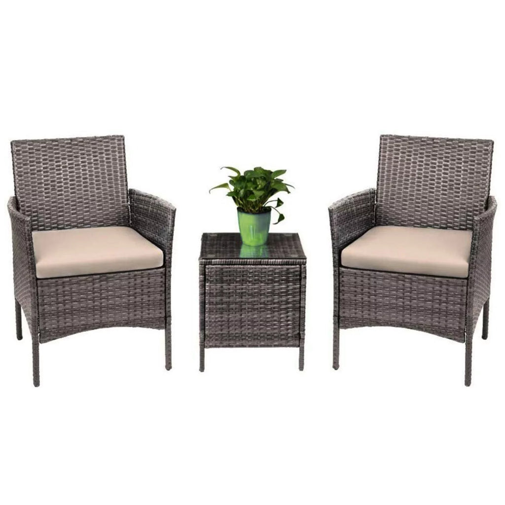 3 Piece Patio Rattan Furniture Set Beige I327