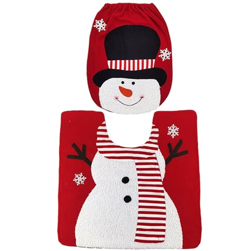 Christmas Snowman Toilet Seat Cover and Mat Bathroom Set W600
