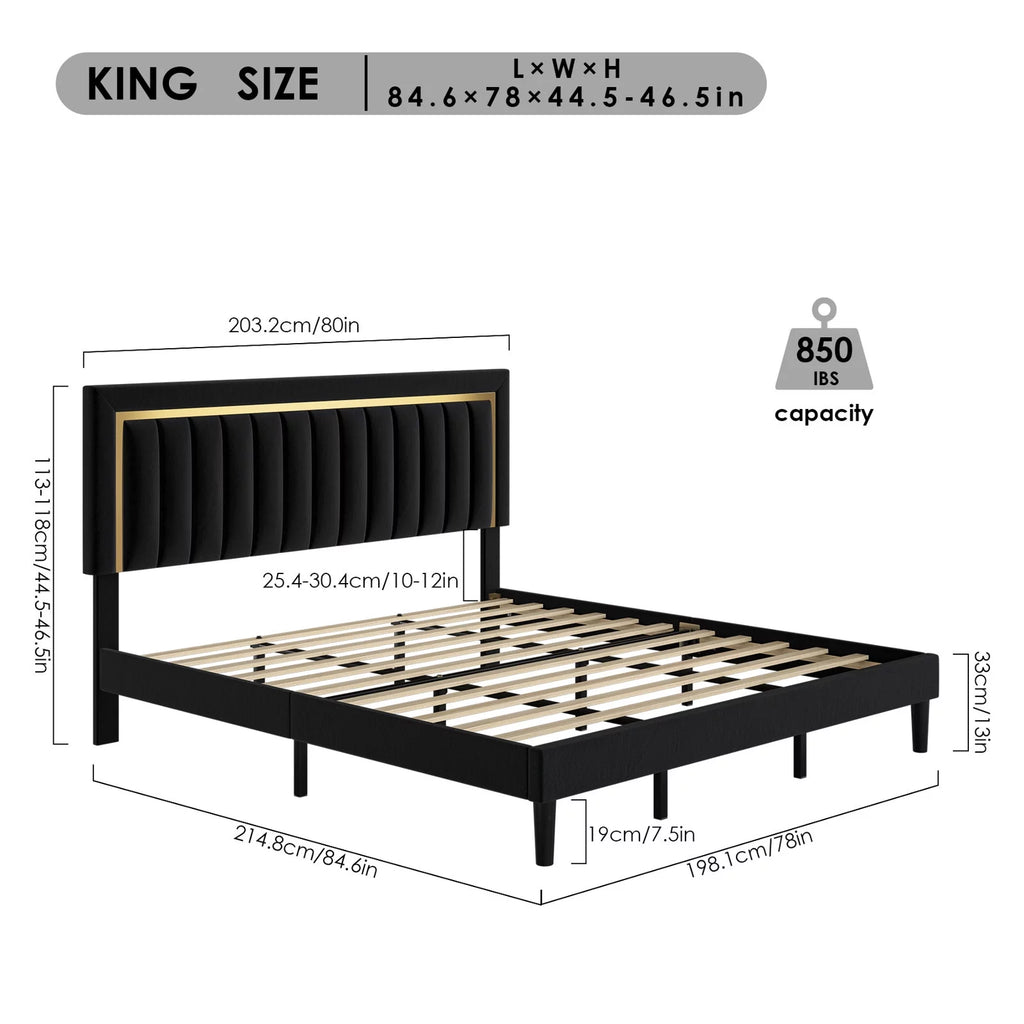 Queen Velvet Tufted Upholstered Platform Bed Frame X382