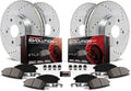 Front and Rear Carbon Fiber Brake Pads with Drilled & Slotted Brake Rotors Kit R1231