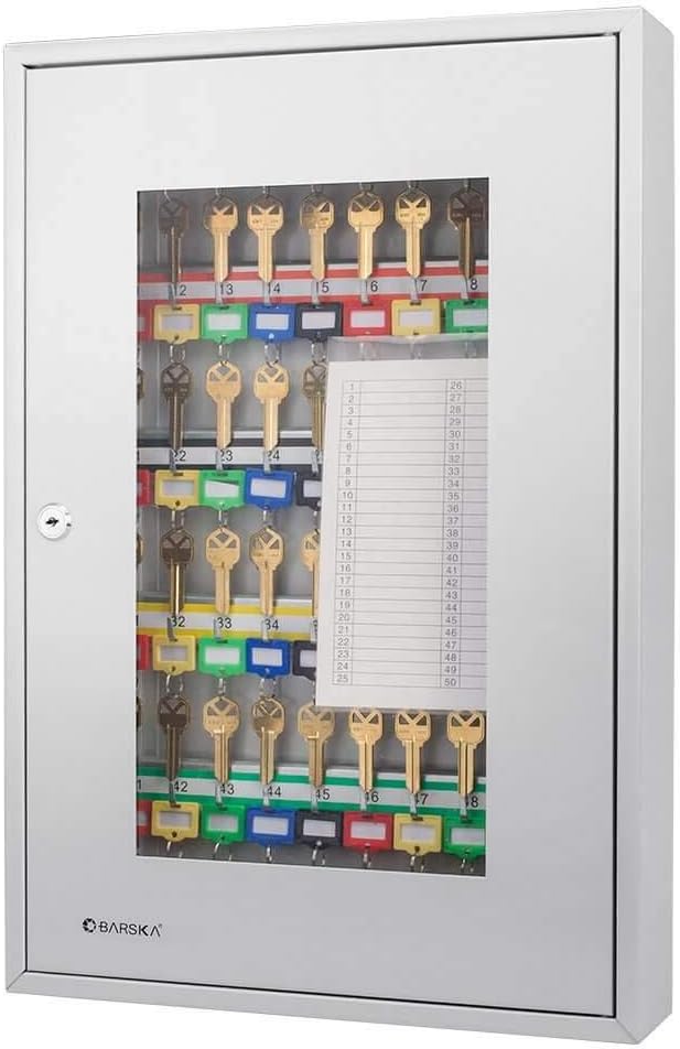 Key Lock 50 Position Key Cabinet with Glass Door Grey F826