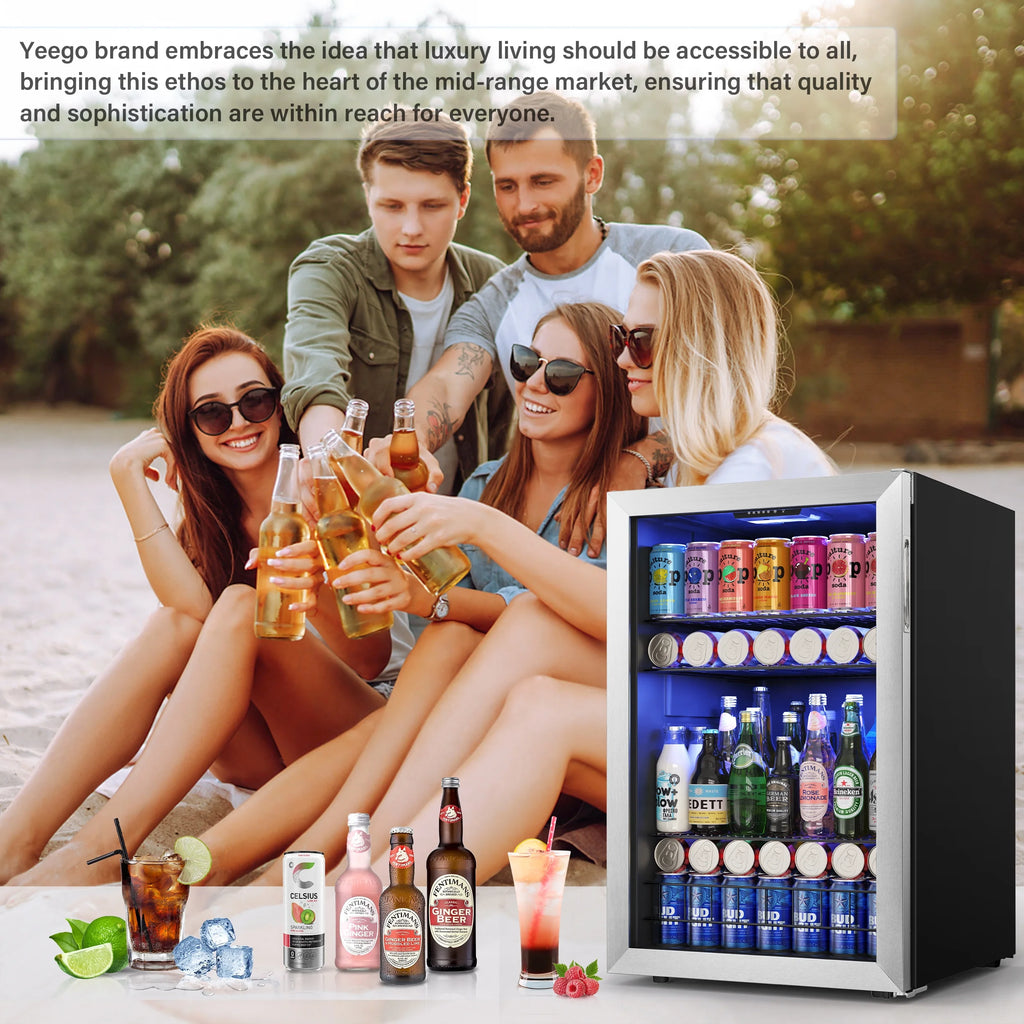 141-180 Can Freestanding Mini Beverage Refrigerator with Glass Door J2382