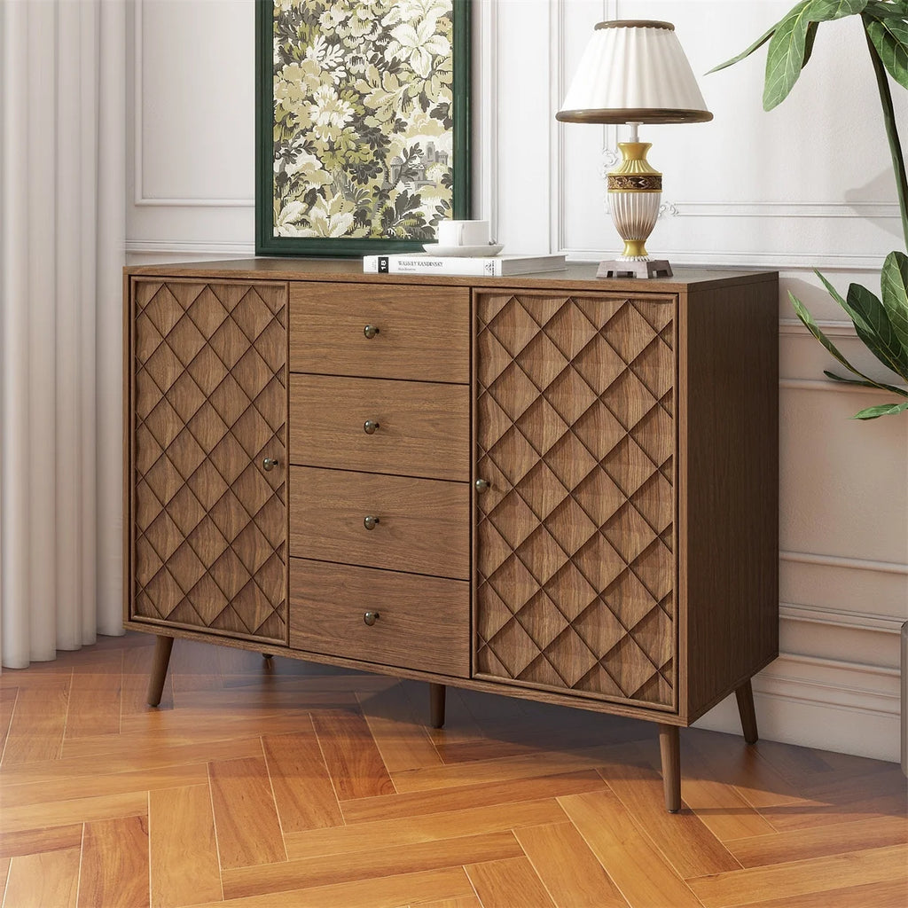 Mid-Century Sideboard Buffet Cabinet with 3 Drawers and 2 Doors U1508