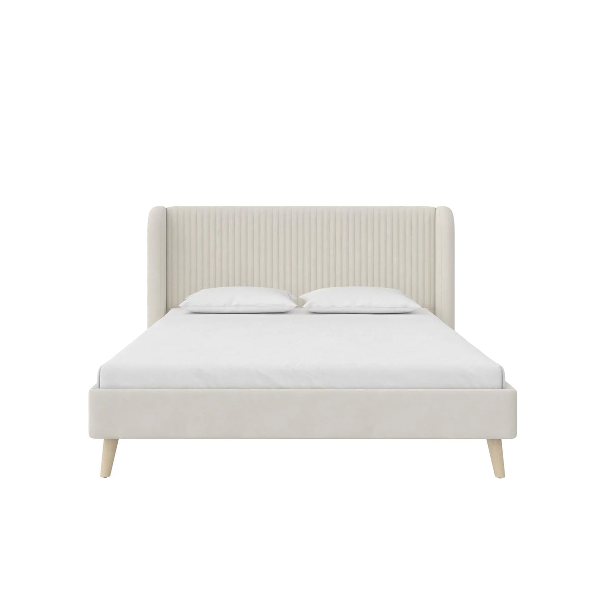 Ivory Velvet Queen Upholstered Bed I4950