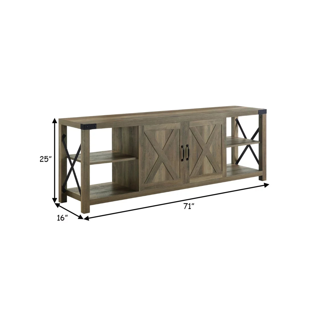 71 Inch Oak Brown TV Entertainment Center Cabinet U8414