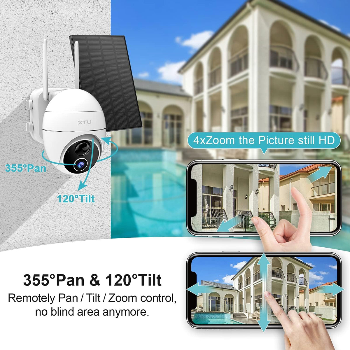 Solar Security Cameras Wireless Outdoor Rechargeable Battery WiFi Camera with Night Vision Motion Detection R6536