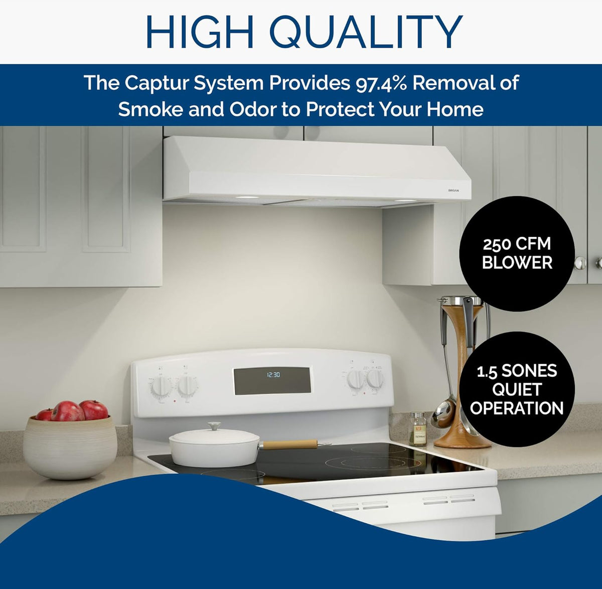 White 36-inch Under Cabinet Range Hood with Light R371226