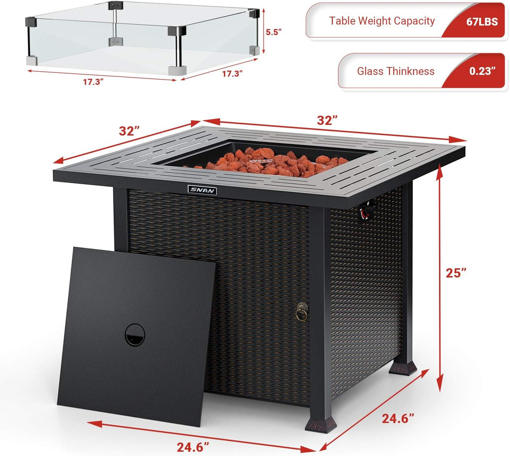 32 Inch 50,000 BTU Auto-Ignition Propane Fire Pit Table W156707