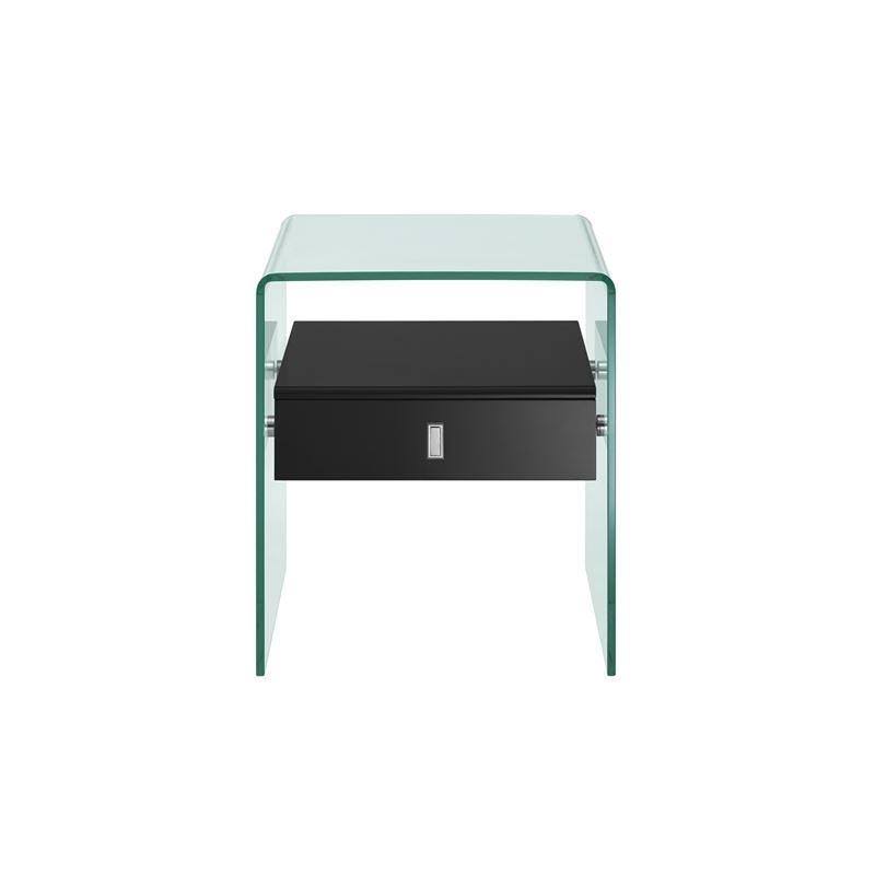 High Gloss Black Lacquer Nightstand / End Table N91330