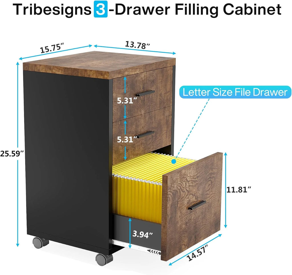 83" L-Shaped Executive Desk with 3-Drawer File Cabinet W113221