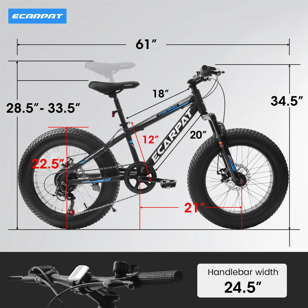 20 inch Black Kids Bike with Disc Brakes 7 Speed W130695