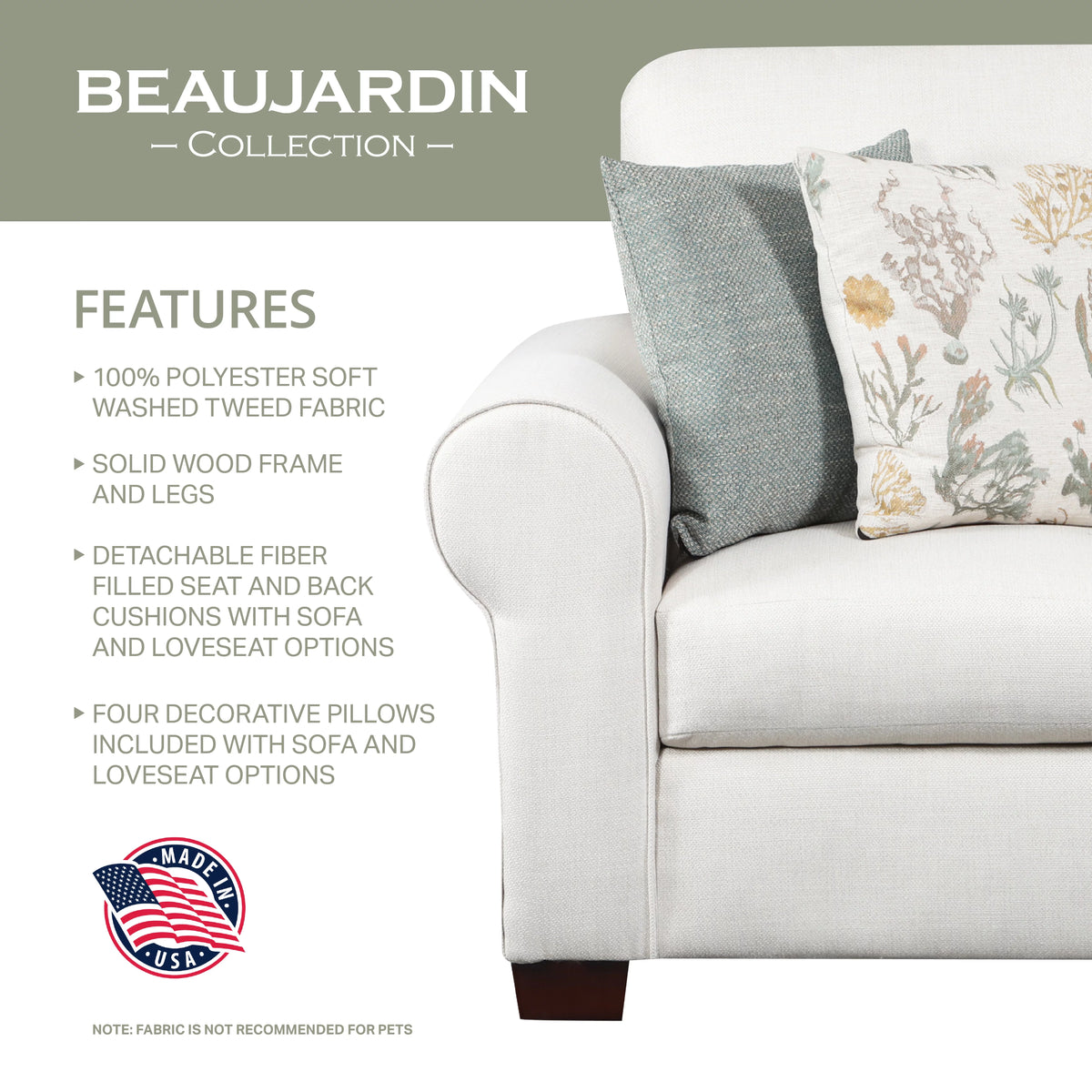 Sofa Sleeper with Four Throw Pillows D88465