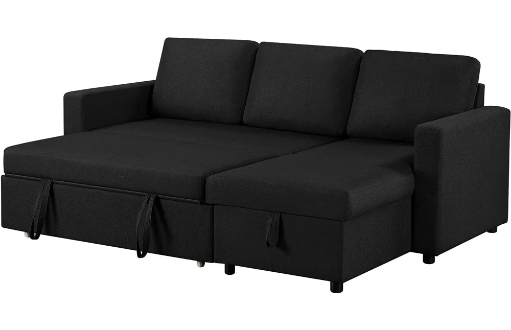 Dark Gray Reversible L-Shaped Sectional Sofa with Pull Out Bed Z204