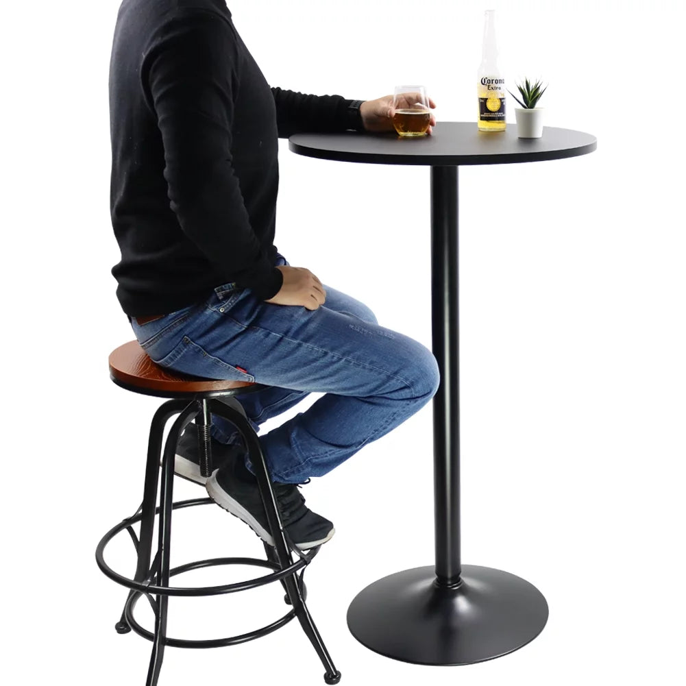 Black Round Bar Table 24 in Top 41.5 in H V65405
