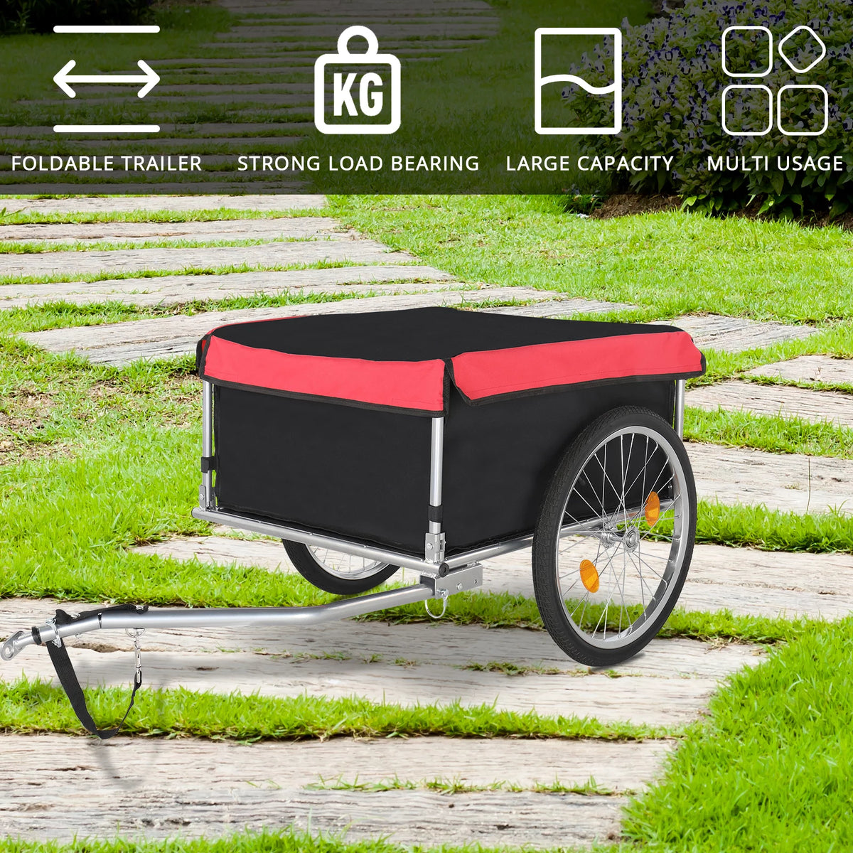 Foldable Bike Cargo Trailer with 20" Wheel & Waterproof Cover A5597