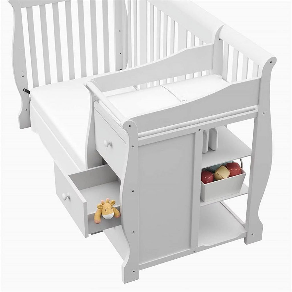4-in-1 Convertible Crib and Changing Table Set in White Y8286