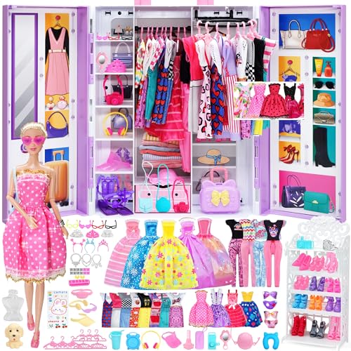 Doll Clothes and Accessories with Princess Gowns Dresses Shoes V1912