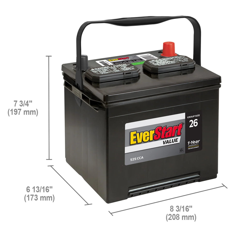 Lead Acid Automotive Battery Group Size 26 12 Volt 525 CCA Z52929
