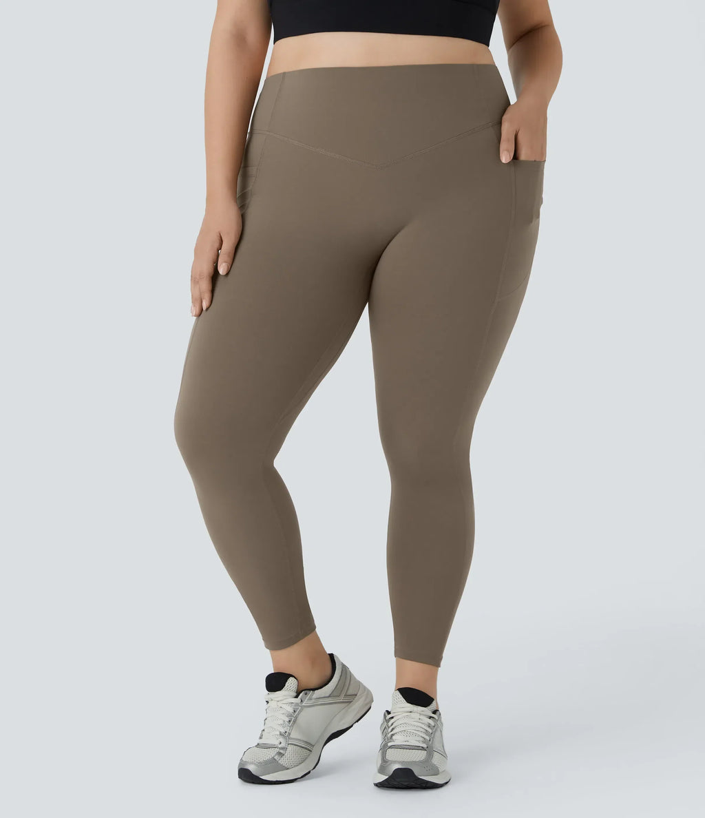 High Waisted Tummy Control Shaping Leggings Plus Size V49301
