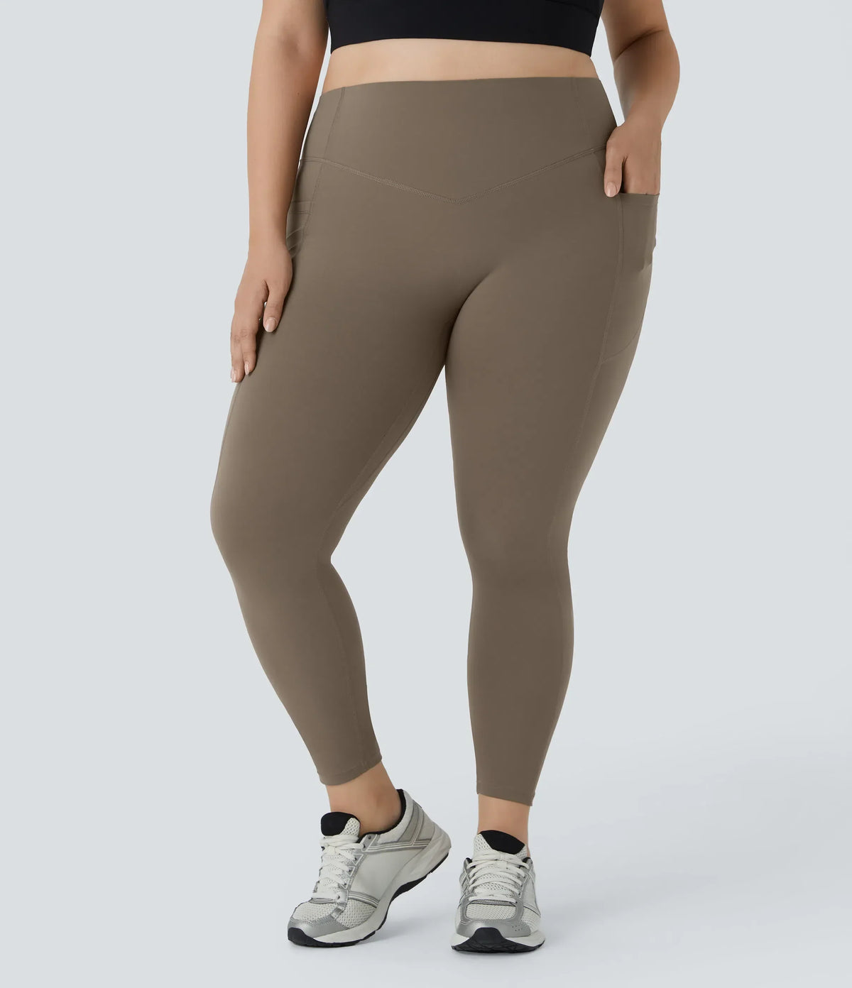 High Waisted Tummy Control Shaping Leggings Plus Size V49301