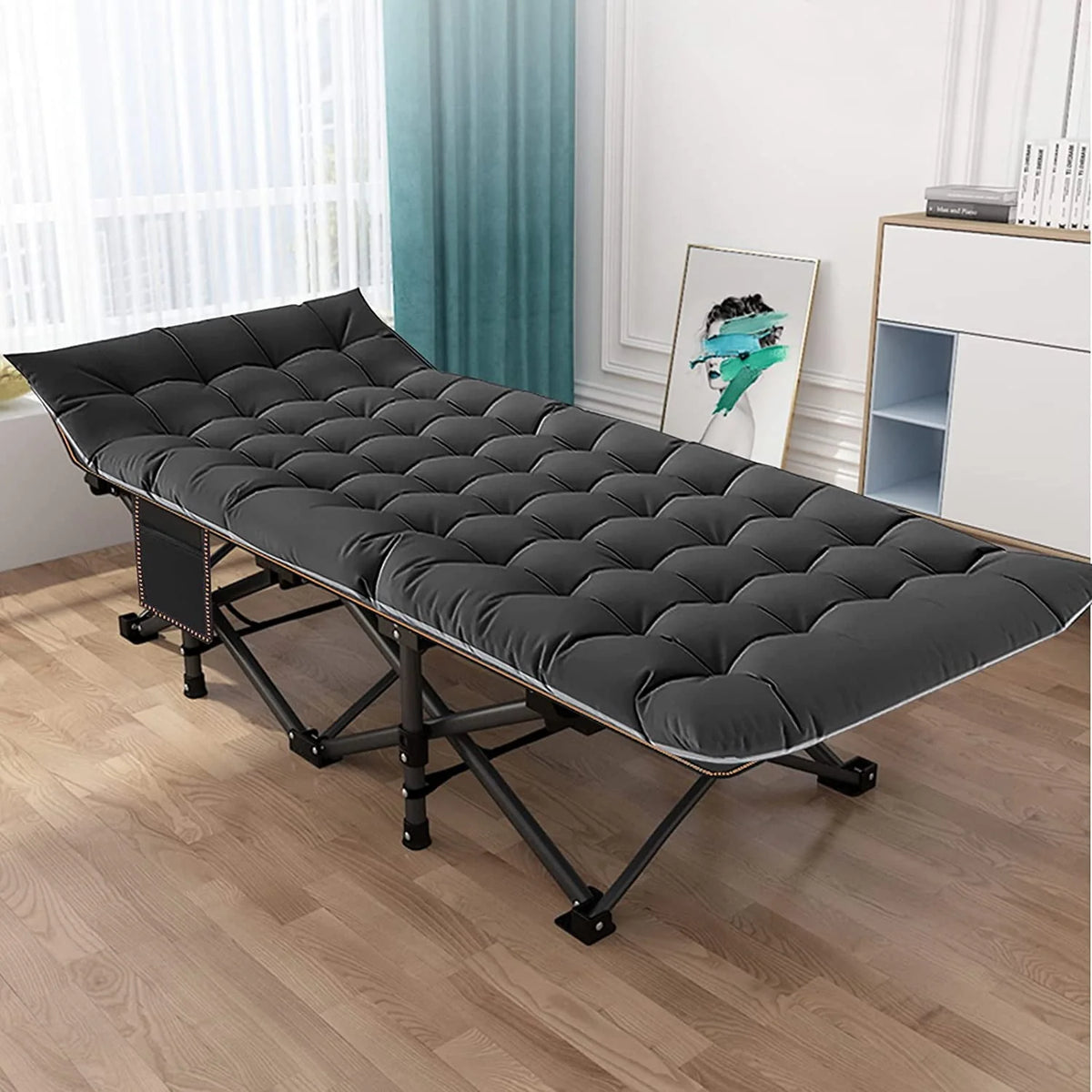 Oversized XXL Folding Camping Cot with Cushion & Carry Bag V412