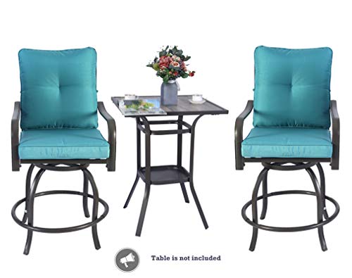 High Swivel Counter Height Patio Bar Stools (Aqua) Y775538