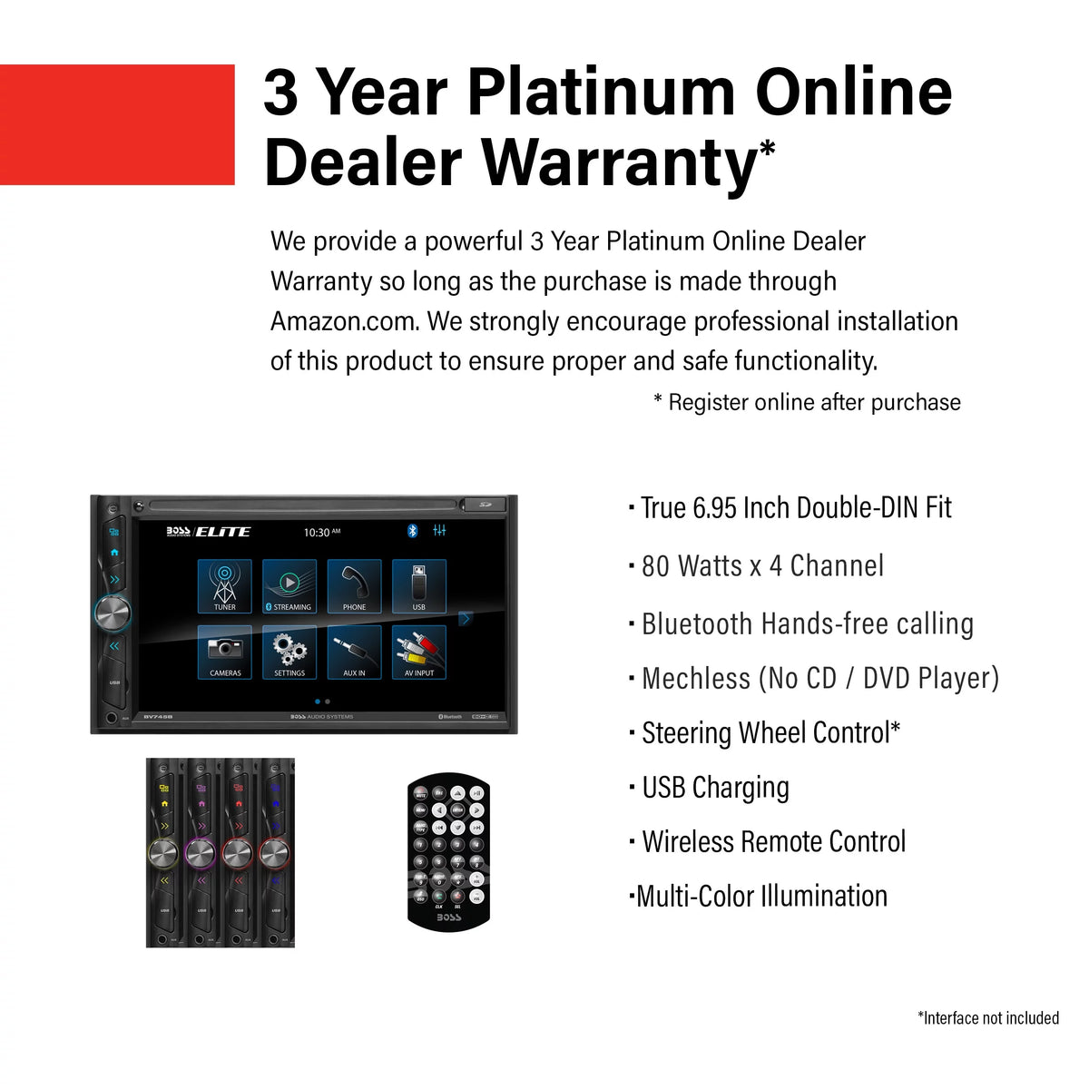 6.95 inch Double Din Touchscreen Bluetooth Car Stereo System E970490