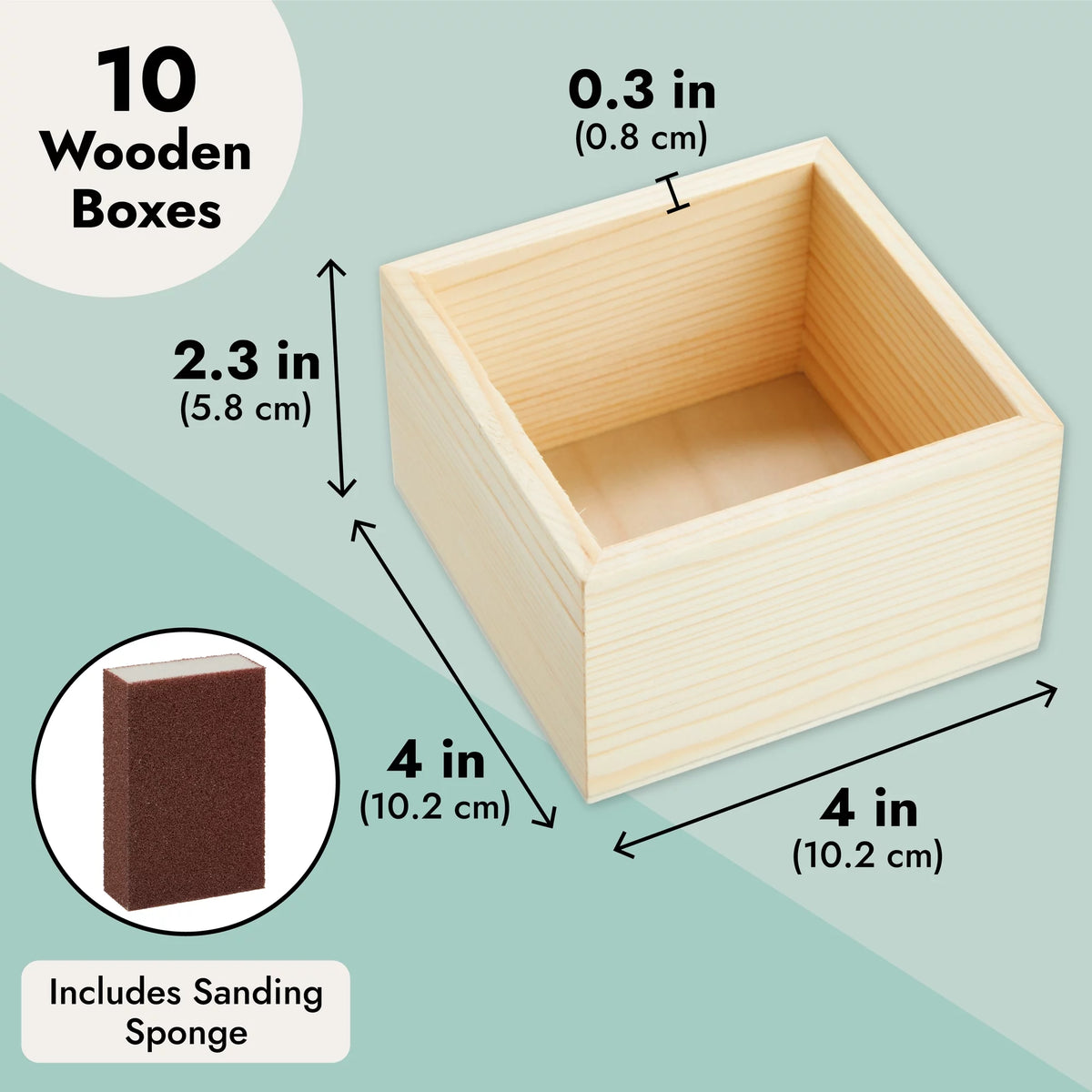 Unfinished Small Wooden Boxes with Sanding Sponge Z41383