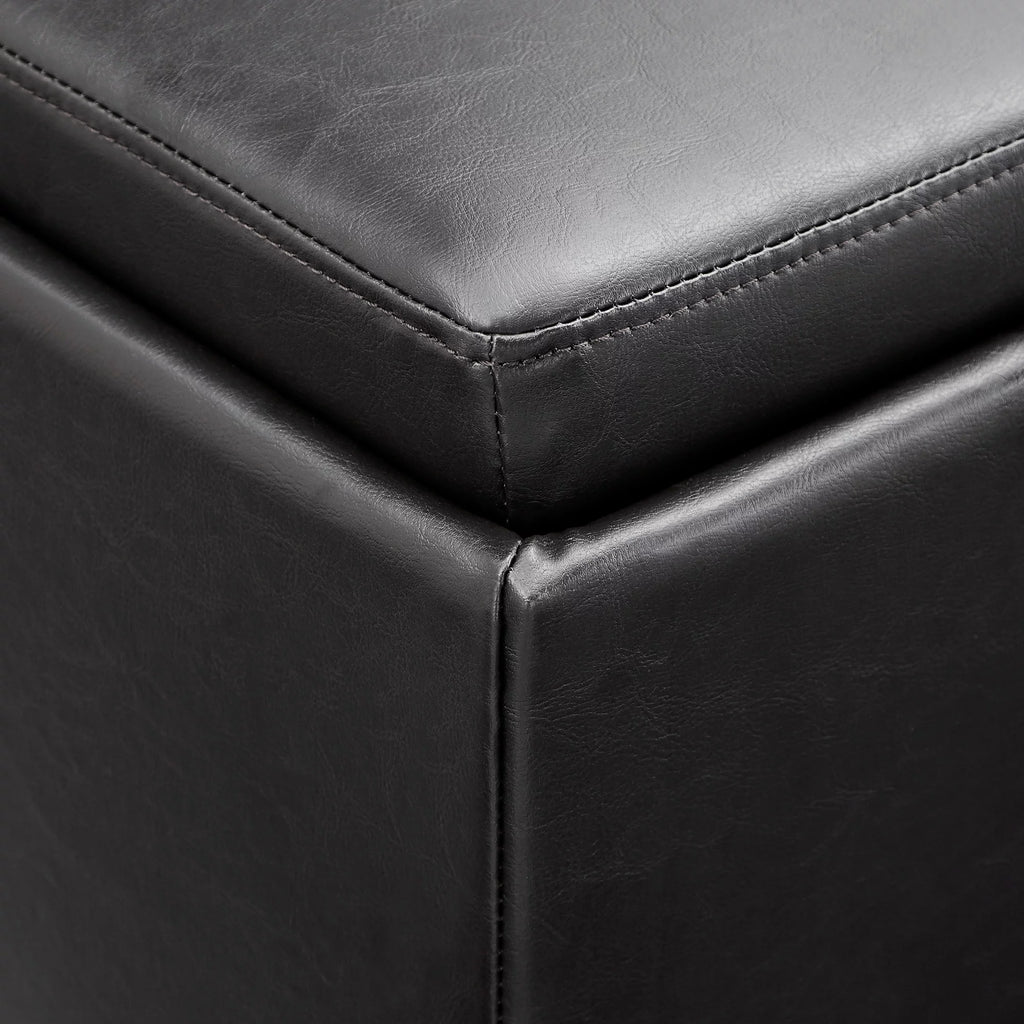 Dark Brown Faux Leather Storage Ottoman with 4 Trays I96435