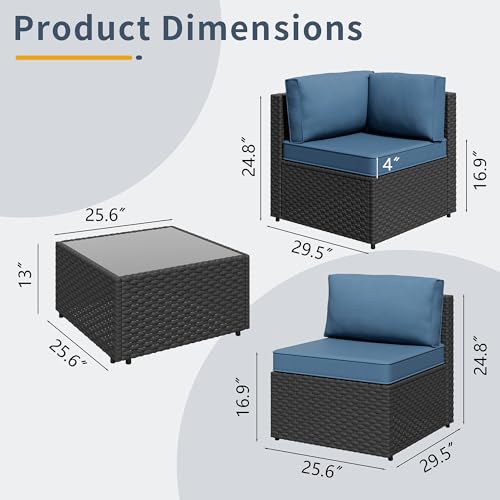 5 Pc All-Weather Rattan Patio Furniture Set with Tea Table S467684