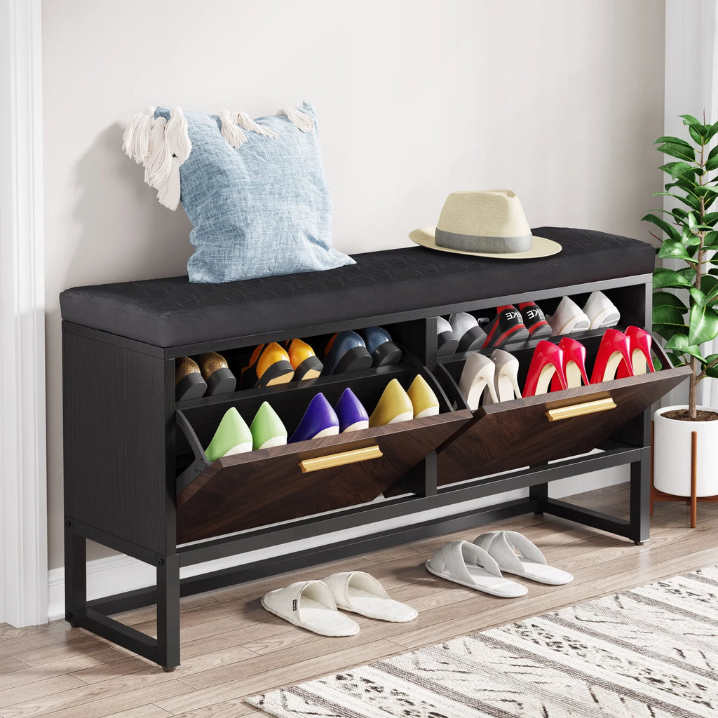 Shoe Storage Bench with 2 Flip Drawers E2689