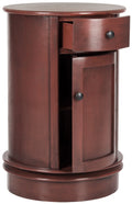 Solid Swivel Accent Table with Drawer and Cabinet Y558