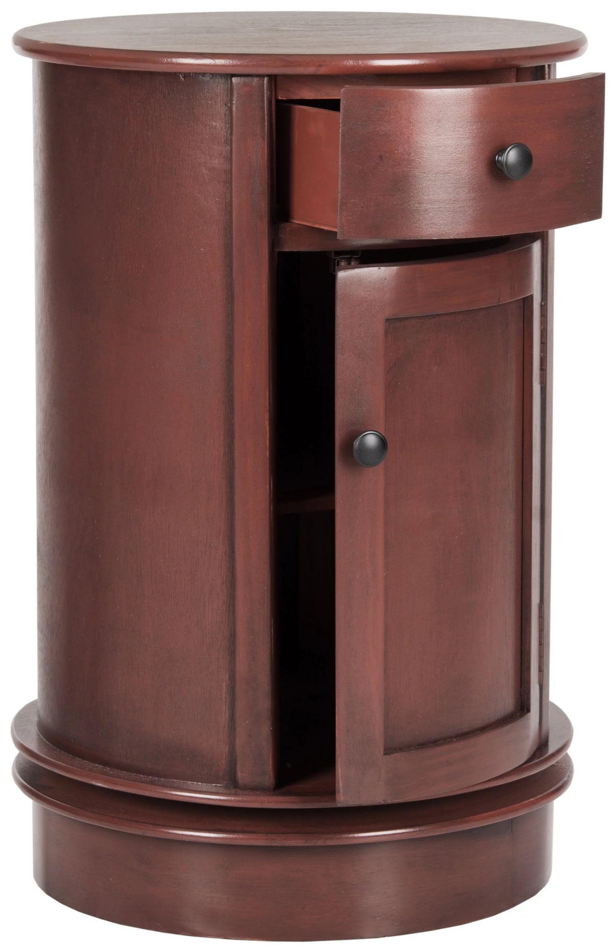 Solid Swivel Accent Table with Drawer and Cabinet Y558
