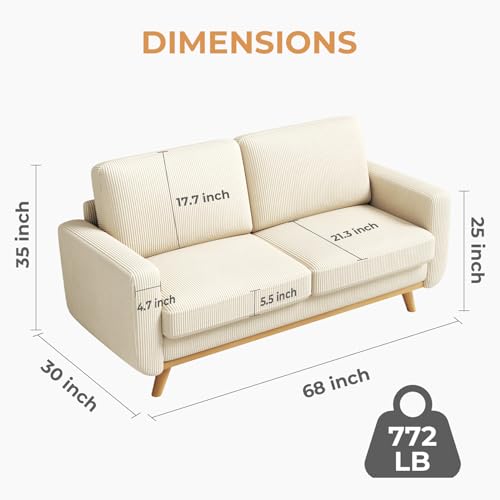 Beige Corduroy Loveseat Sofa L607124