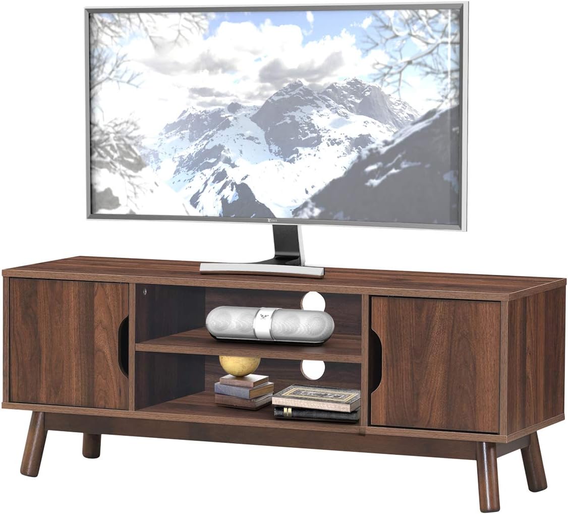 Black Wooden TV Stand with 2 Cabinets G5016