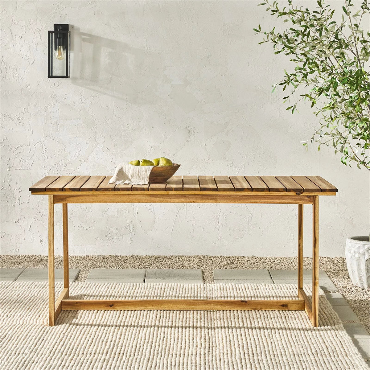 Solid Wood Outdoor Slat-Top Dining Table N93769