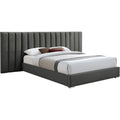 Gray Velvet Queen Bed with Chrome Metal Legs Q878