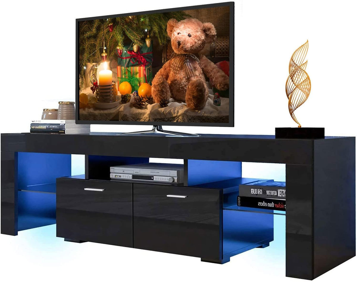 White LED TV Stand with Storage Drawer M37166